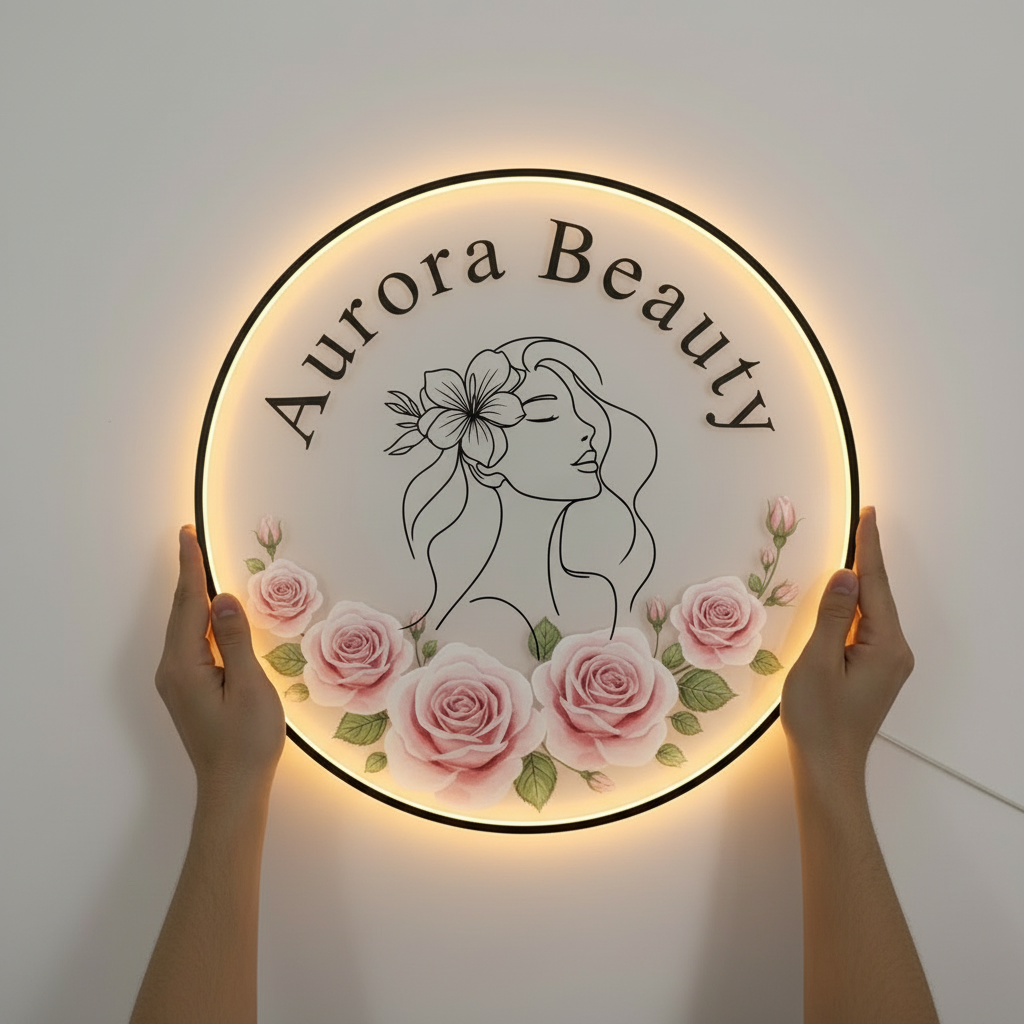Letrero LED retroiluminado de acrílico personalizado con logotipo