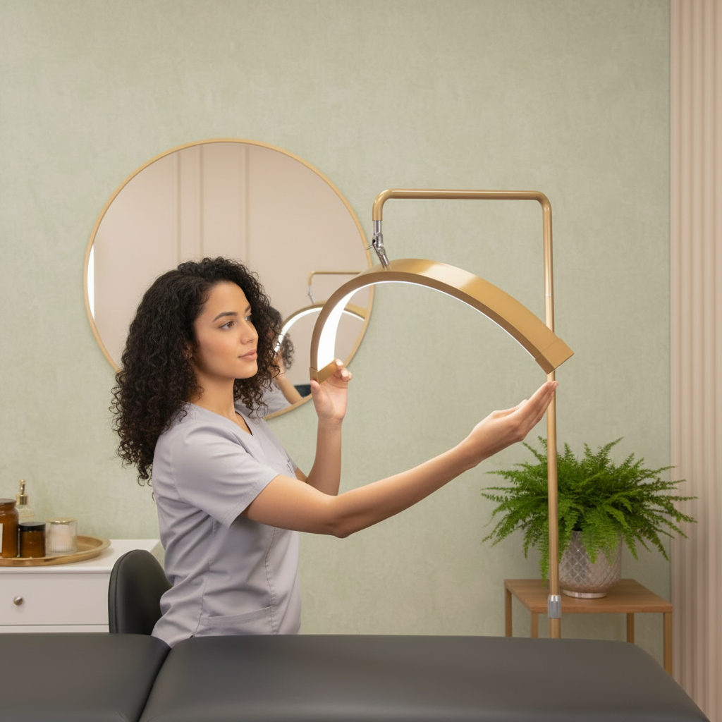 Lámpara de media luna multiángulo - Luz LED profesional para belleza de 28 pulgadas | RJ Moon Pro X