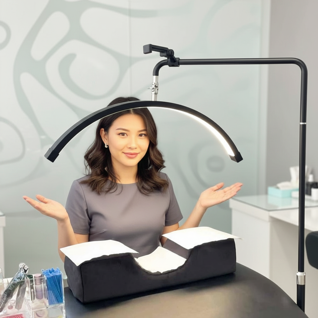 Lámpara de media luna multiángulo - Luz LED profesional para belleza de 28 pulgadas | RJ Moon Pro X