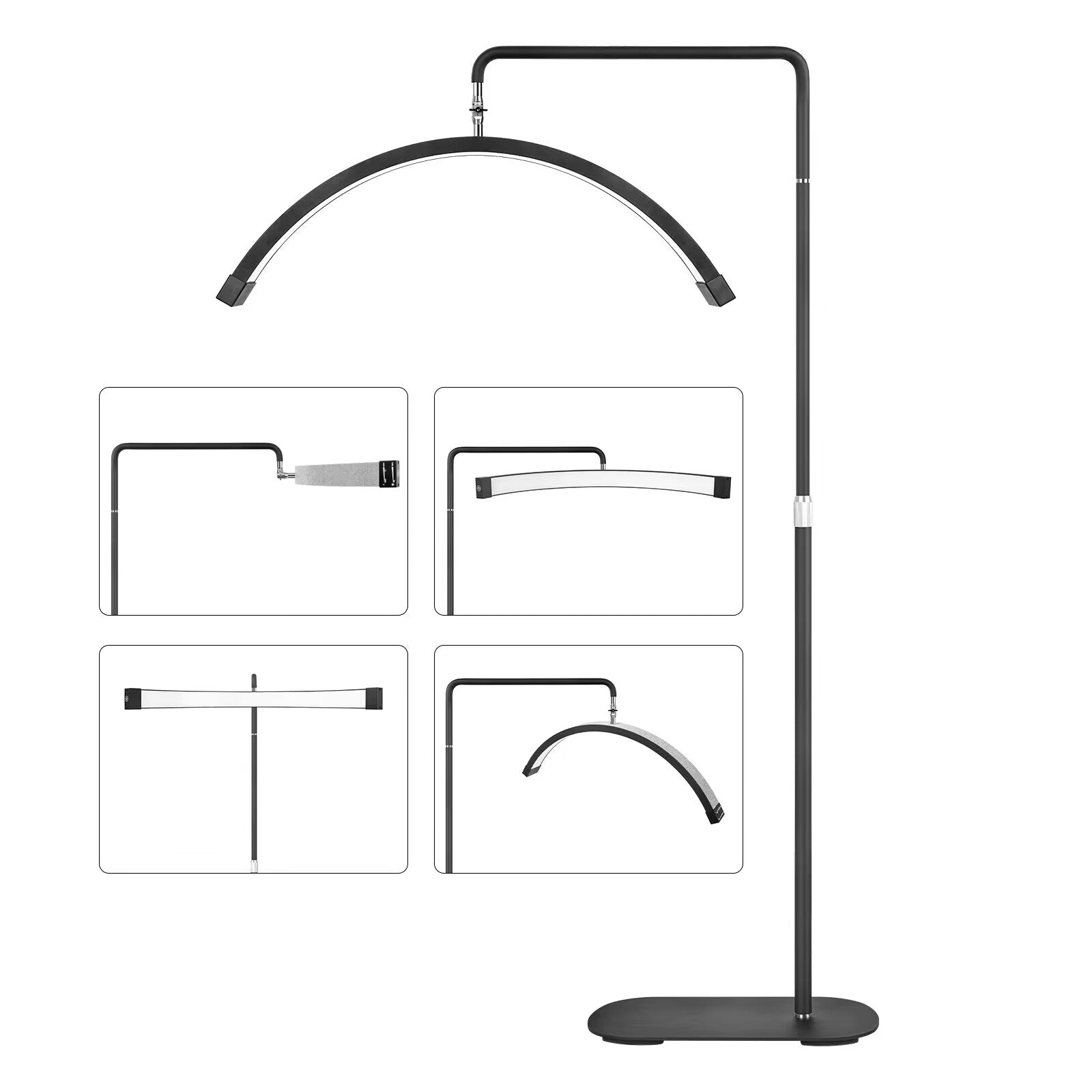 Lámpara negra multángulo en forma de media luna